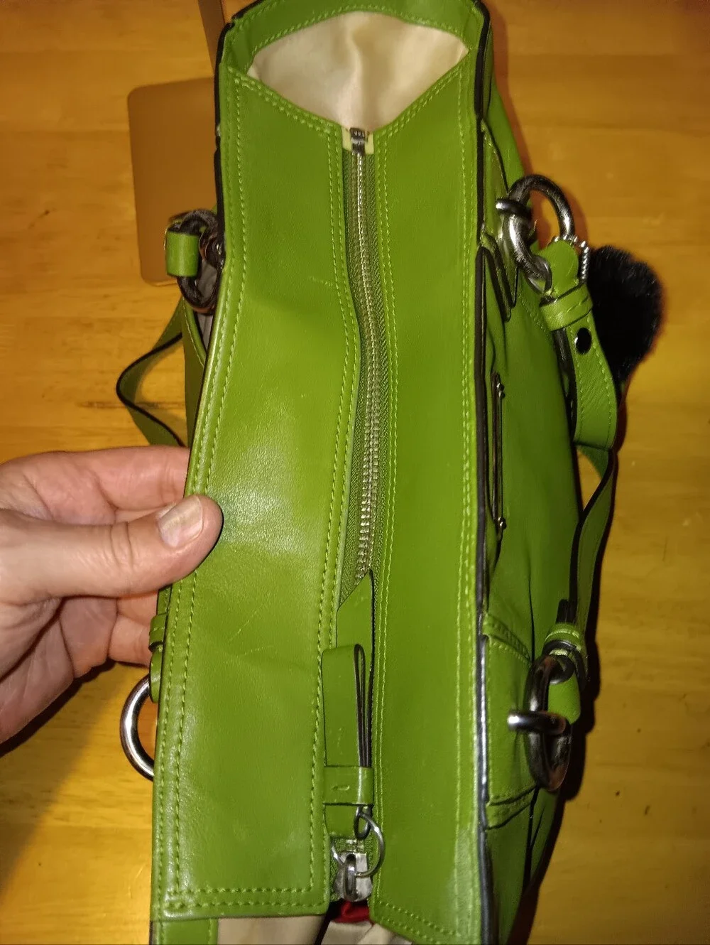 Coach Green Leather Gallery Zip Tote Bag
